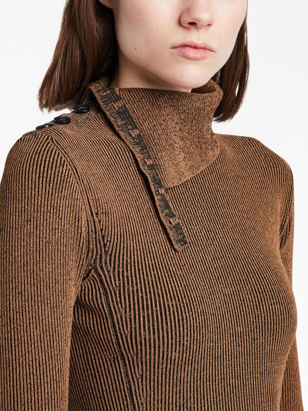 Shop Proenza Schouler Roll-neck Ribbed Midi Dress In Brown