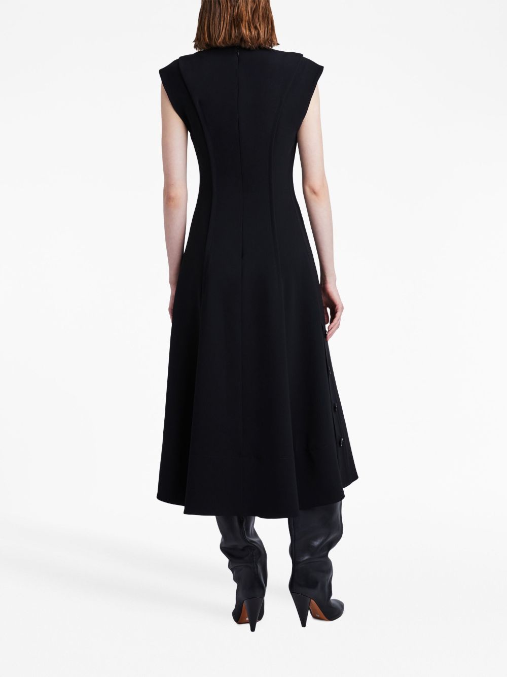 Shop Proenza Schouler V-neck Cap-sleeves Midi Dress In Black