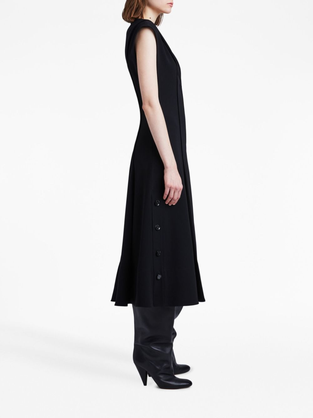 Shop Proenza Schouler V-neck Cap-sleeves Midi Dress In Black