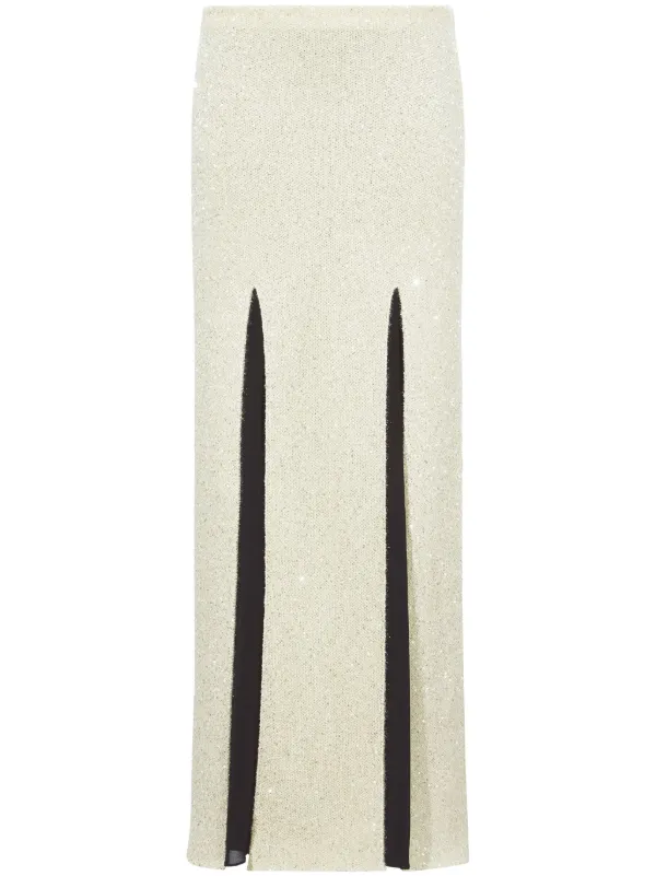 Proenza Schouler Sequinned Panelled Maxi Skirt in Neutrals