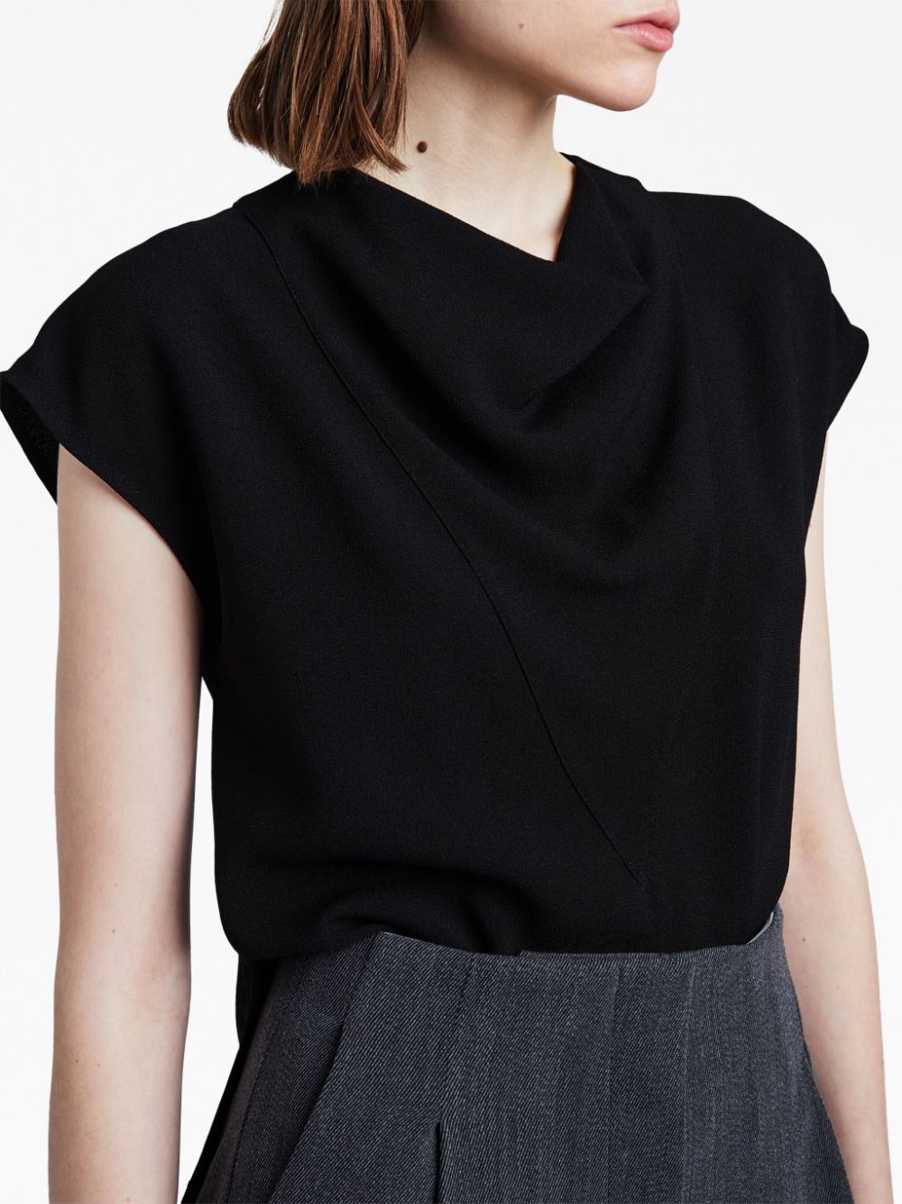 Shop Proenza Schouler Cowl-neck Crepe Top In Black