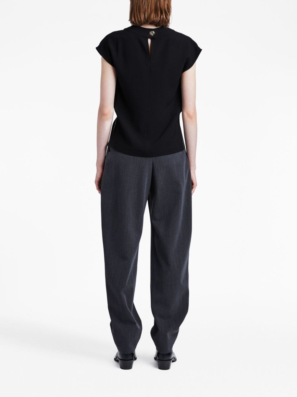 Shop Proenza Schouler Cowl-neck Crepe Top In Black