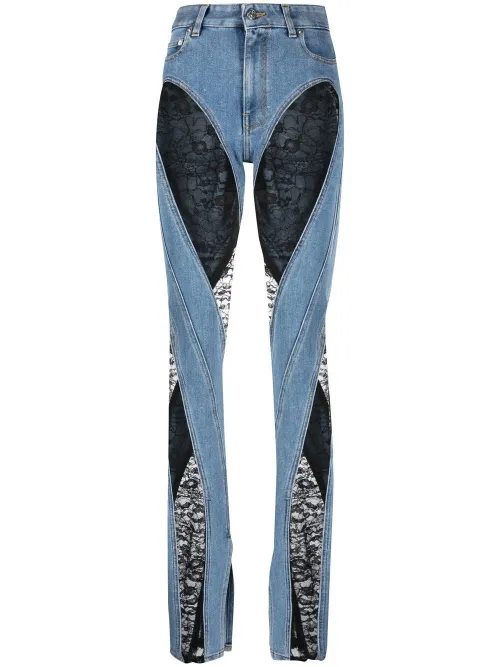 Jean skinny à empiècements en dentelle - Mugler - Modalova