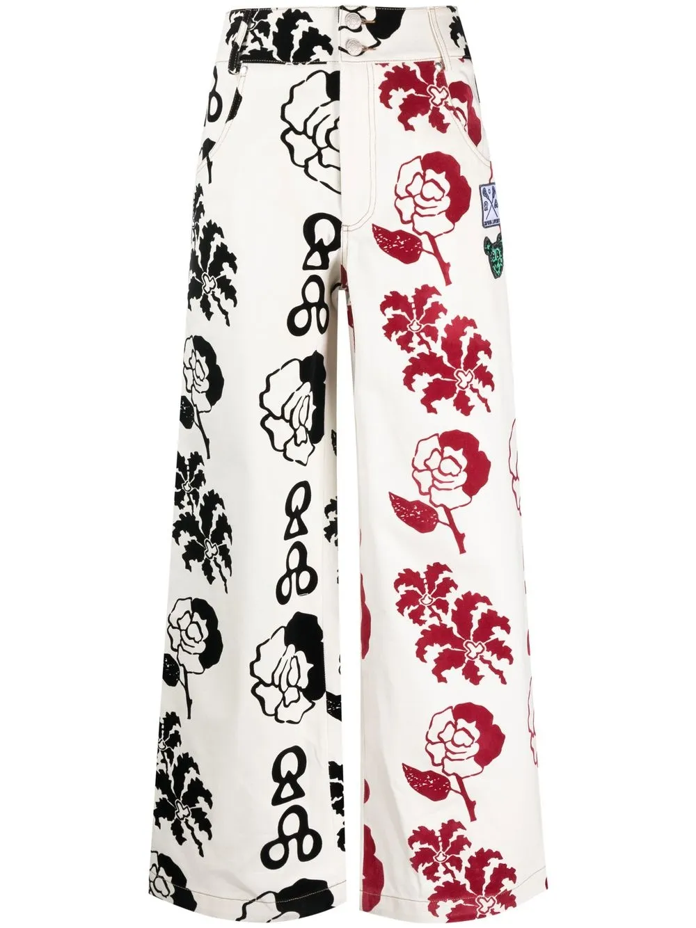 

Chopova Lowena pantalones con estampado gráfico - Blanco