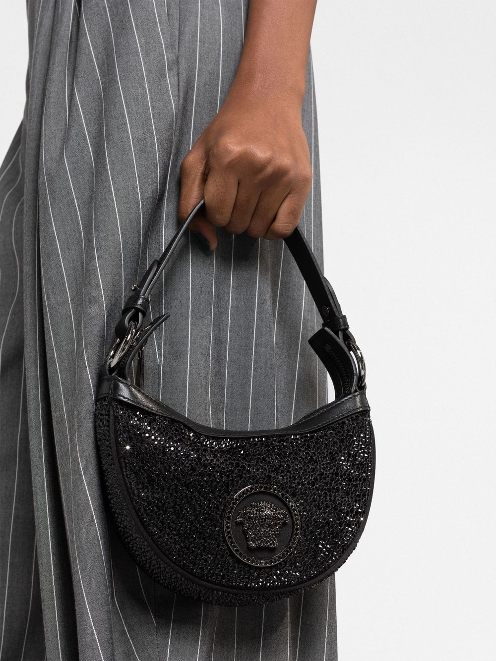 Shop Versace X Dua Lipa Repeat Mini Shoulder Bag In Schwarz