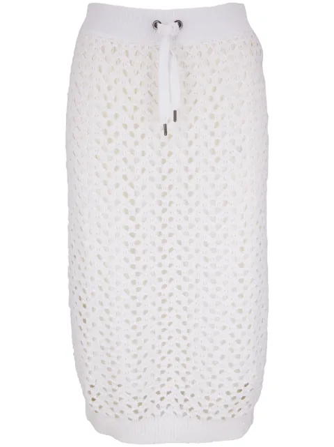 Brunello Cucinelli open-knit drawstring-waist skirt