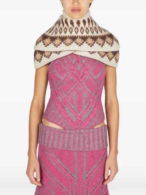 Paolina Russo Warrior Fairisle-pattern knitted poncho