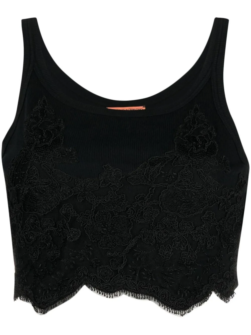 Ermanno Scervino Cropped Lace-panel Top In Schwarz | ModeSens