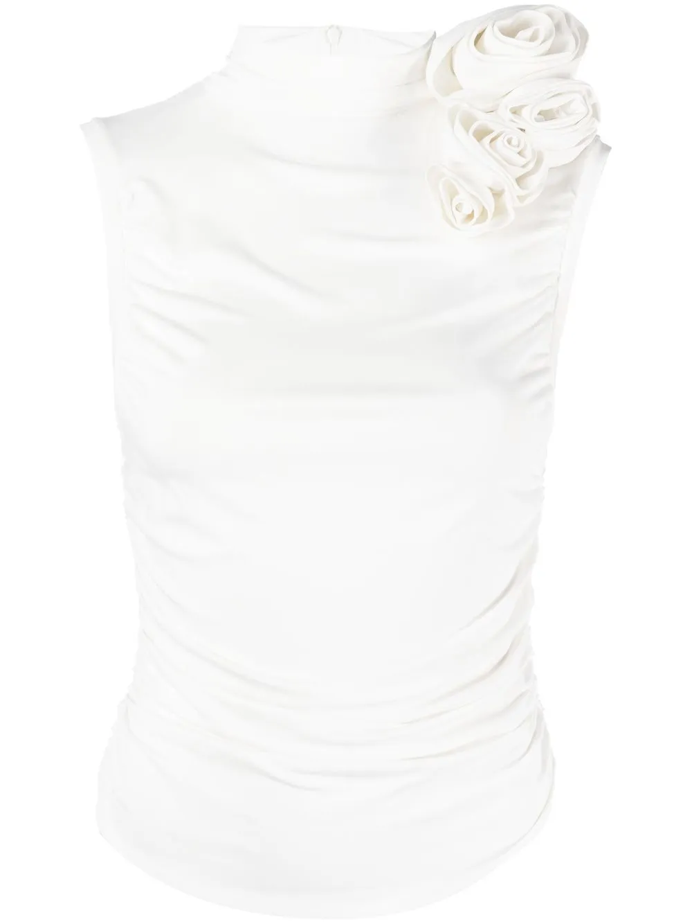 

Magda Butrym floral-appliqué ruched top - White