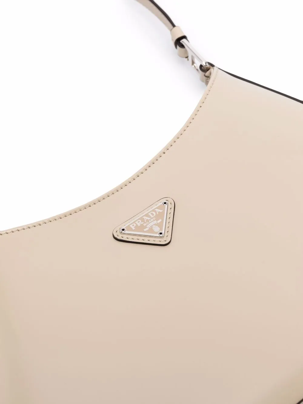 Prada Cleo Brushed Leather Shoulder Bag In Neutrals