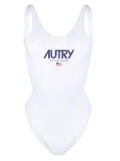 Autry logo-print swimsuit - White