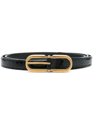 Saint Laurent horseshoe-buckle Leather Belt | Black | FARFETCH