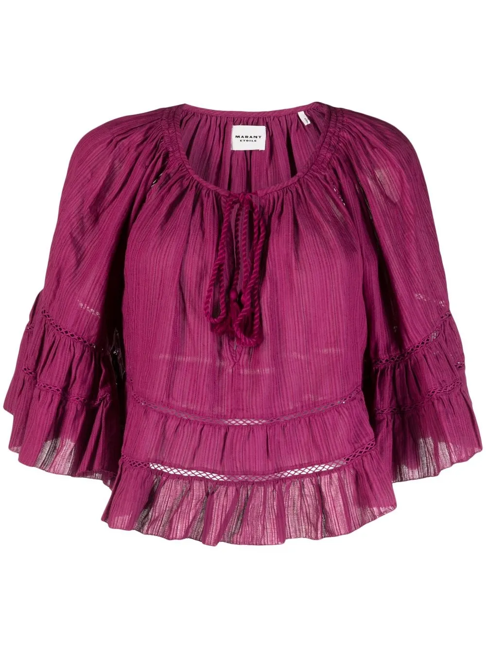 

Isabel Marant Étoile drawstring neck ruffled blouse - Pink