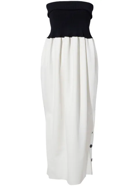 Proenza Schouler vestido midi estilo strapless con diseño de dos tonos