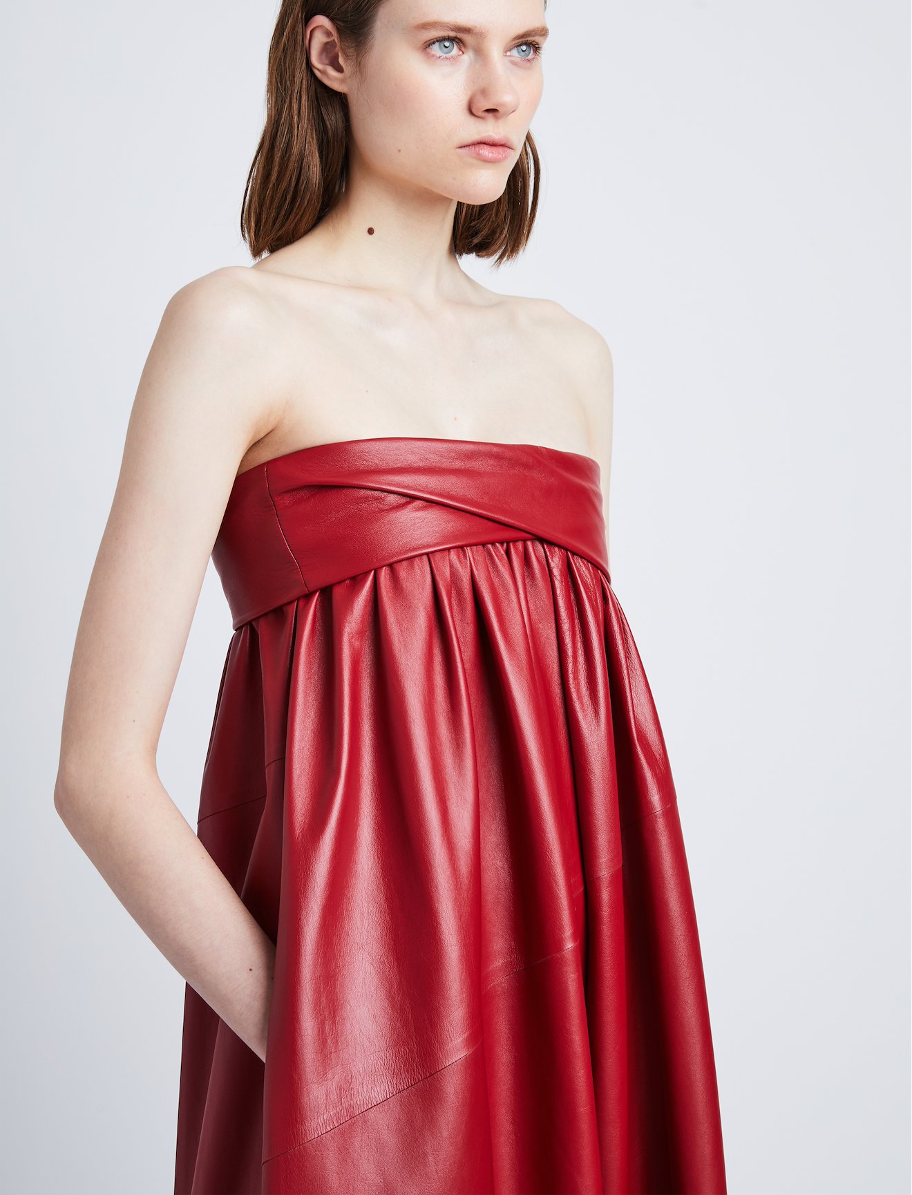 Nappa Leather Strapless Dress #3