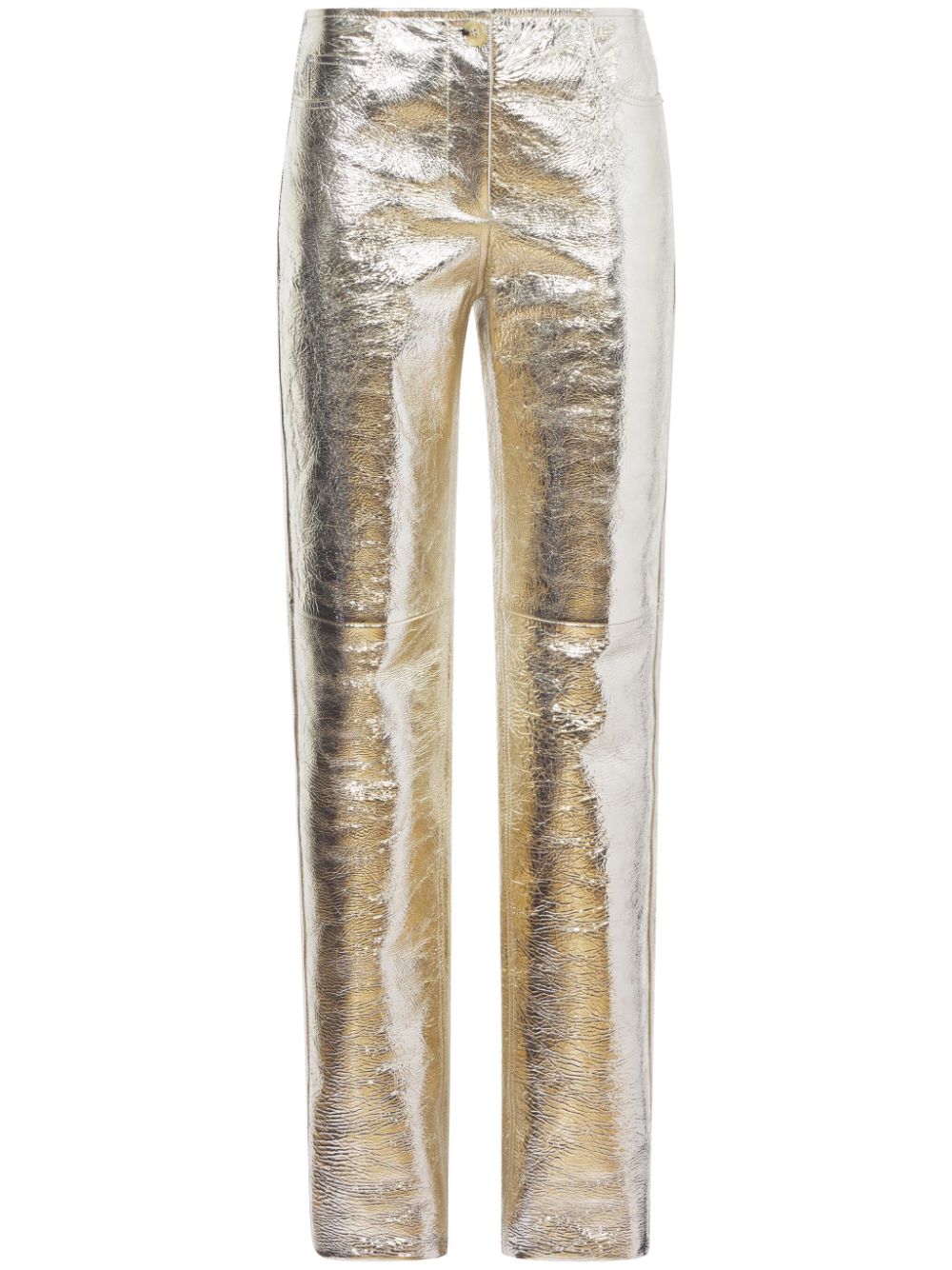 Metallic leather trousers