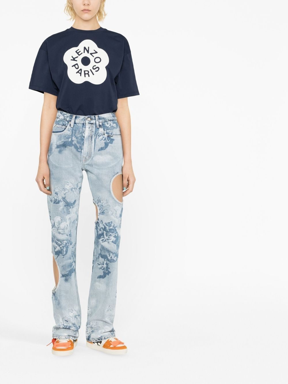Shop Kenzo Boke Flower 2.0-print Cotton T-shirt In Blau