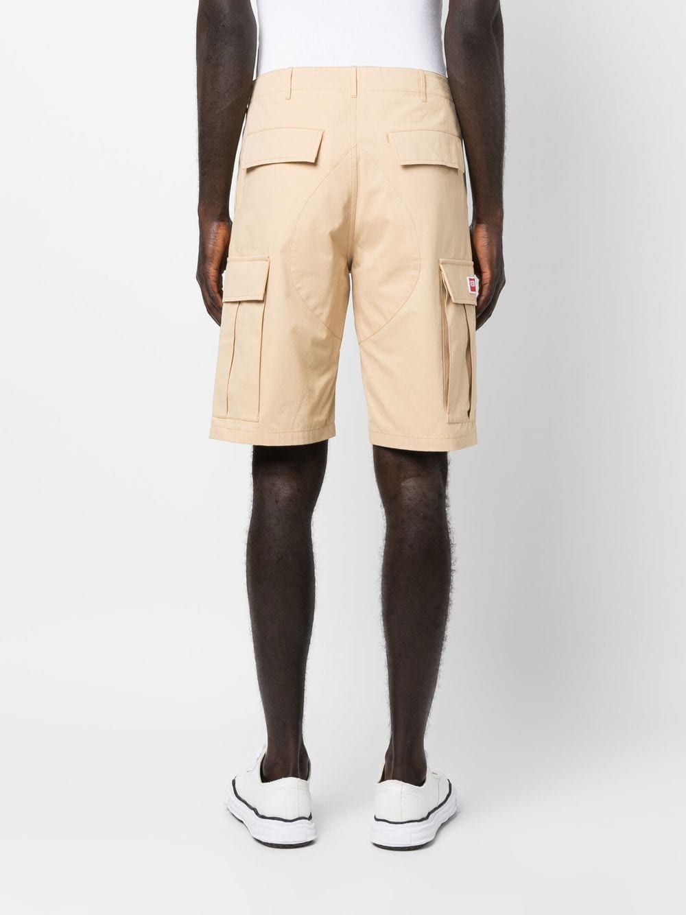 Shop Kenzo Logo-patch Cotton Cargo Shorts In Nude