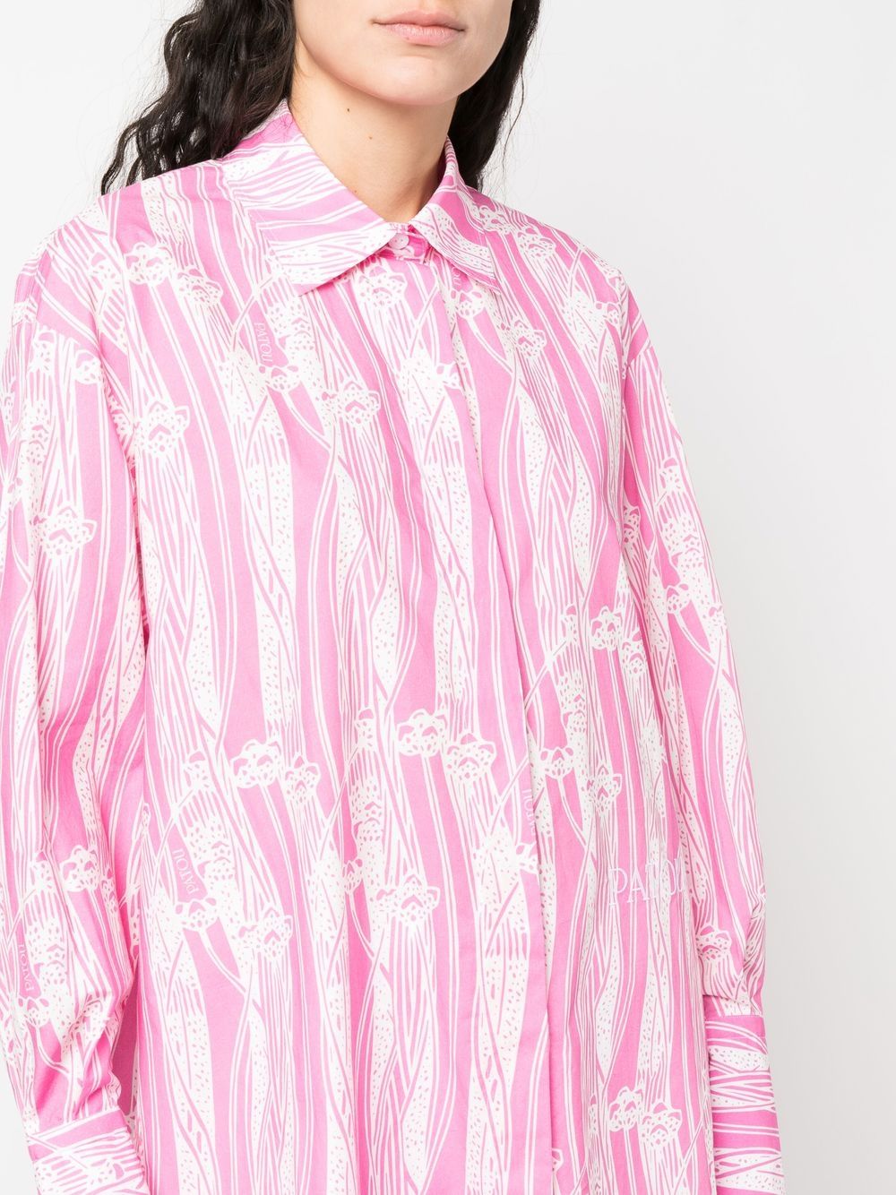 Shop Patou Abstract-print Mini Shirtdress In Pink