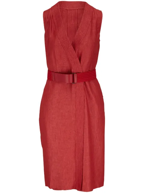 Agnona belted sleeveless linen dress