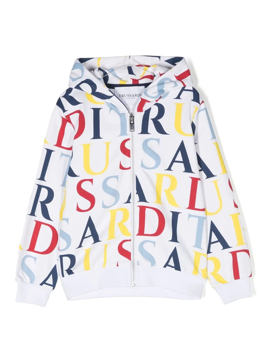 

TRUSSARDI JUNIOR logo-print zip-up hoodie - White