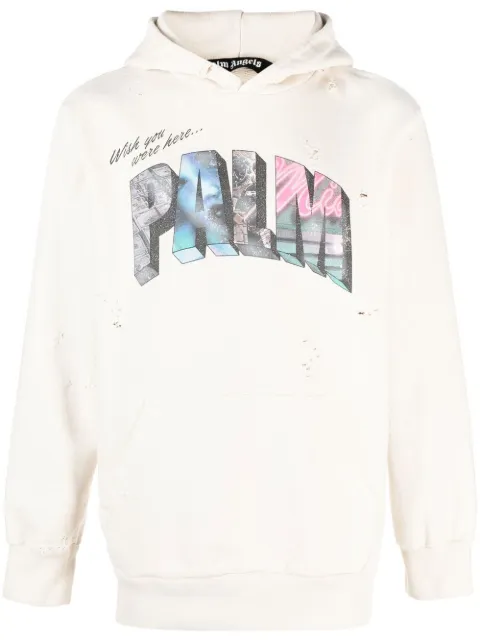 Palm Angels hoodie imprimé à effet usé