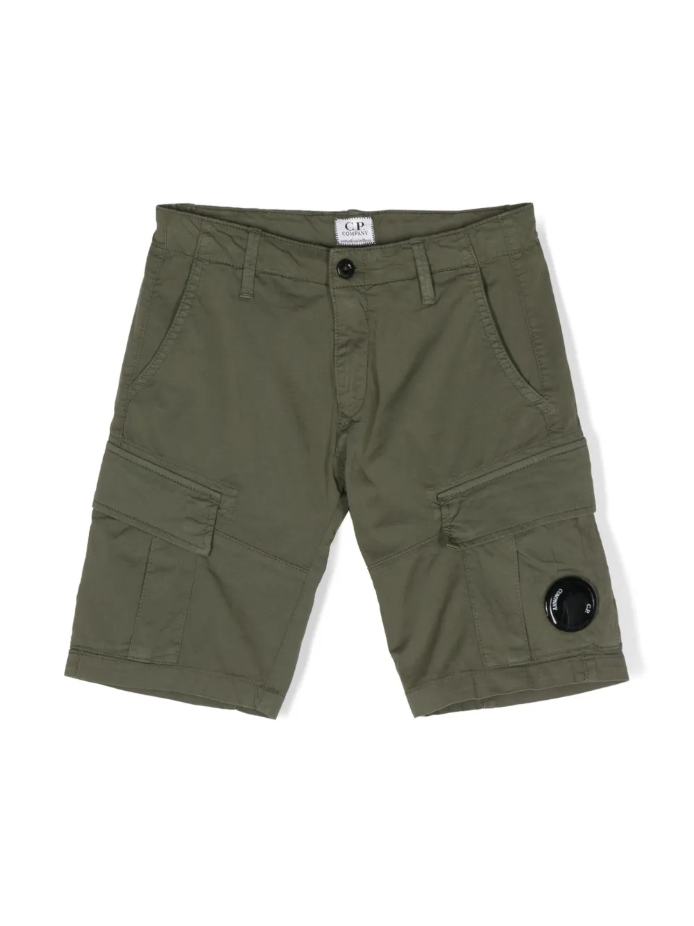 C.p. Company Logo-appliqué Straigth-leg Shorts In Green