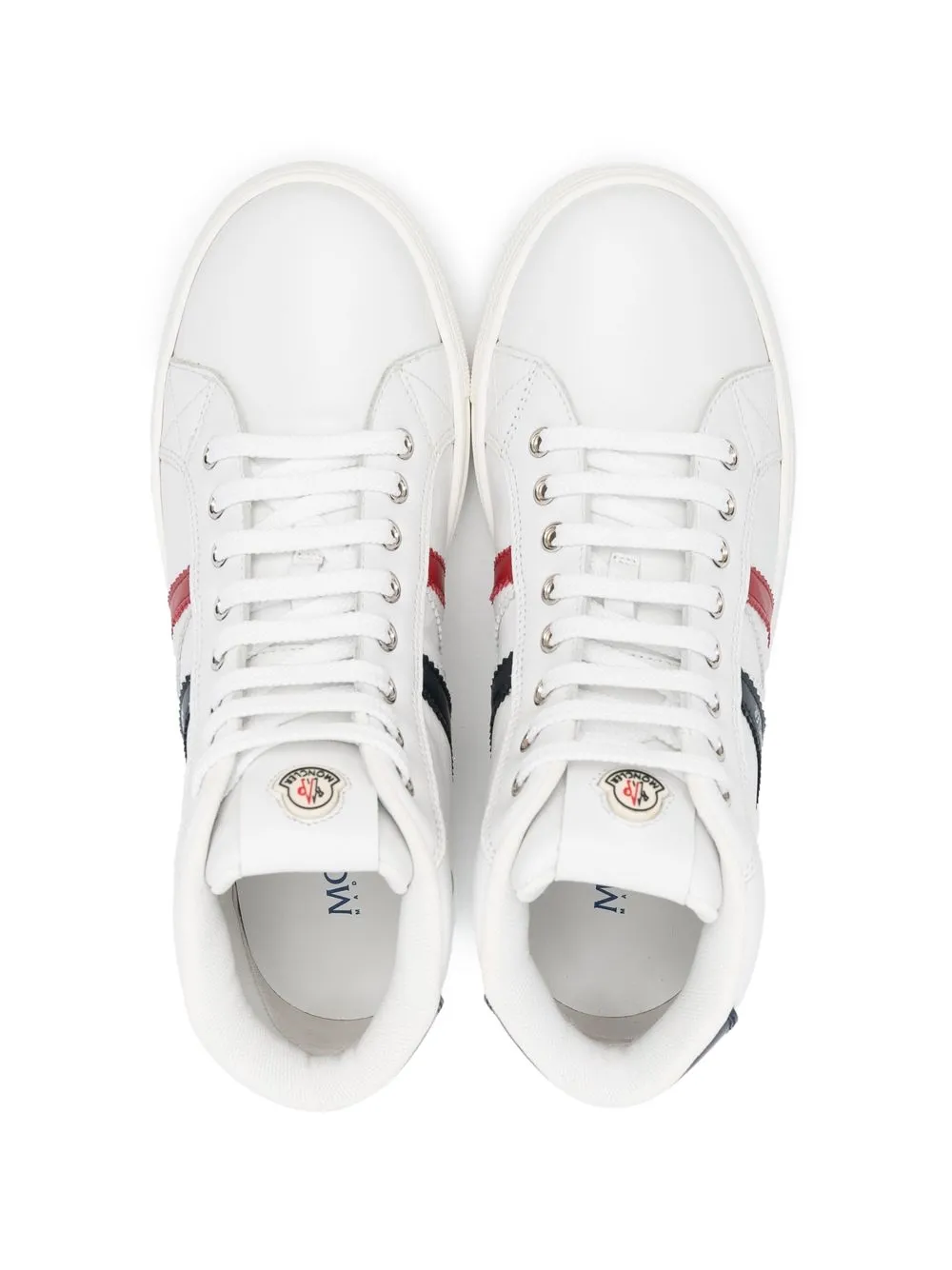  Moncler Enfant Zapatillas Altas A Rayas Diagonales - Blanco 