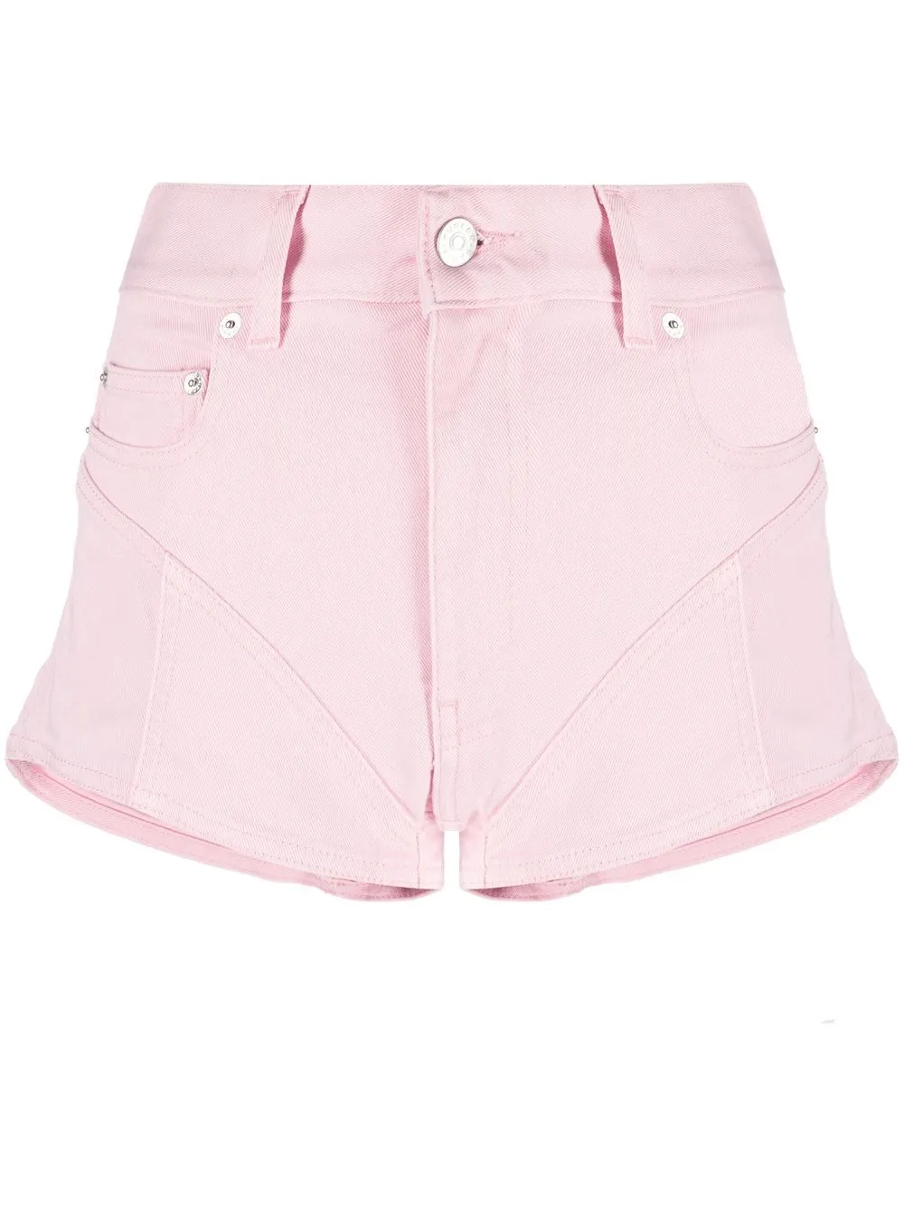 MUGLER CONTRAST-PANELS DENIM SHORTS