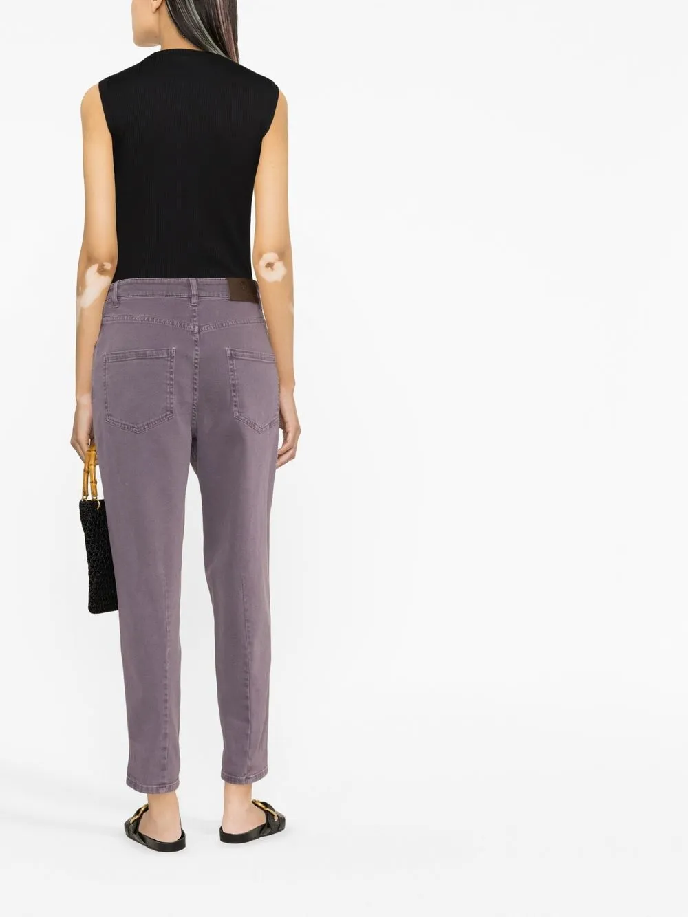 Brunello Cucinelli Cropped-jeans Mit Hohem Bund In Purple