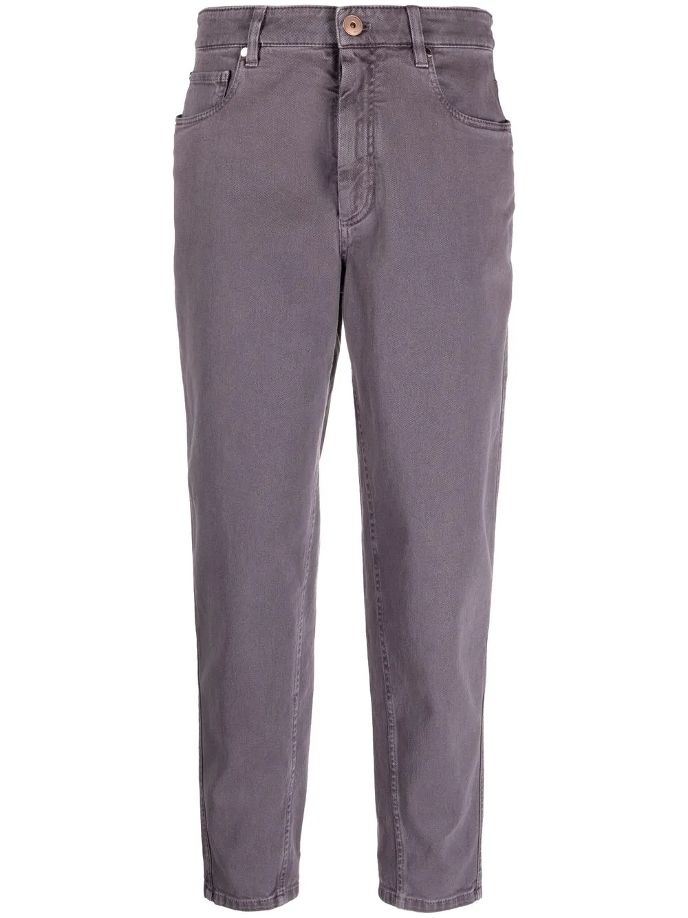 Brunello Cucinelli Cropped-jeans Mit Hohem Bund In Purple
