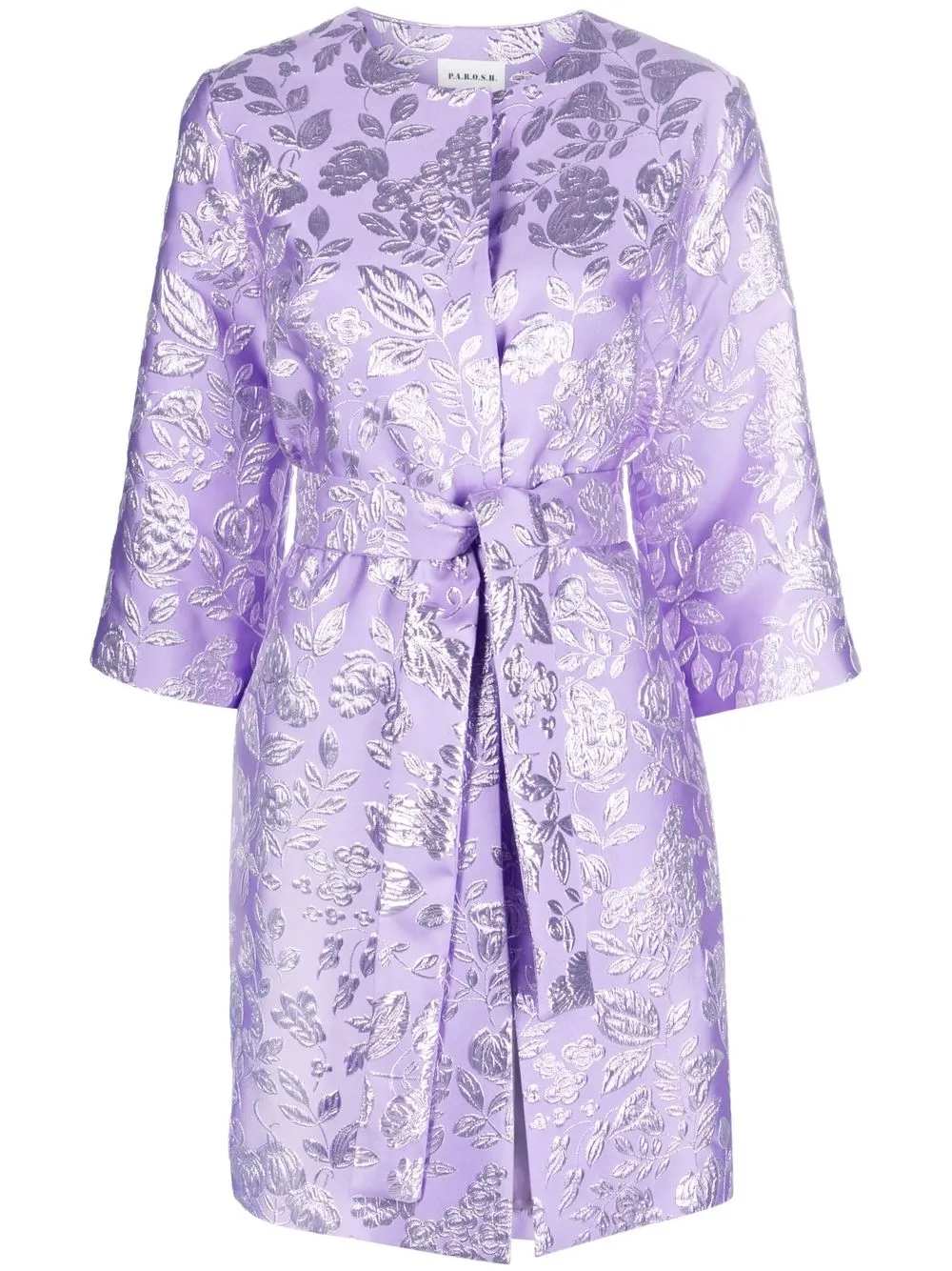 

P.A.R.O.S.H. patterned-jacquard tied-waist coat - Purple