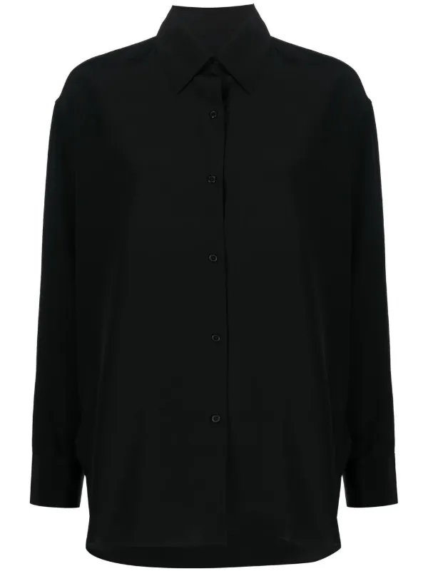 Nili Lotan Silk Long-sleeved Shirt in Black