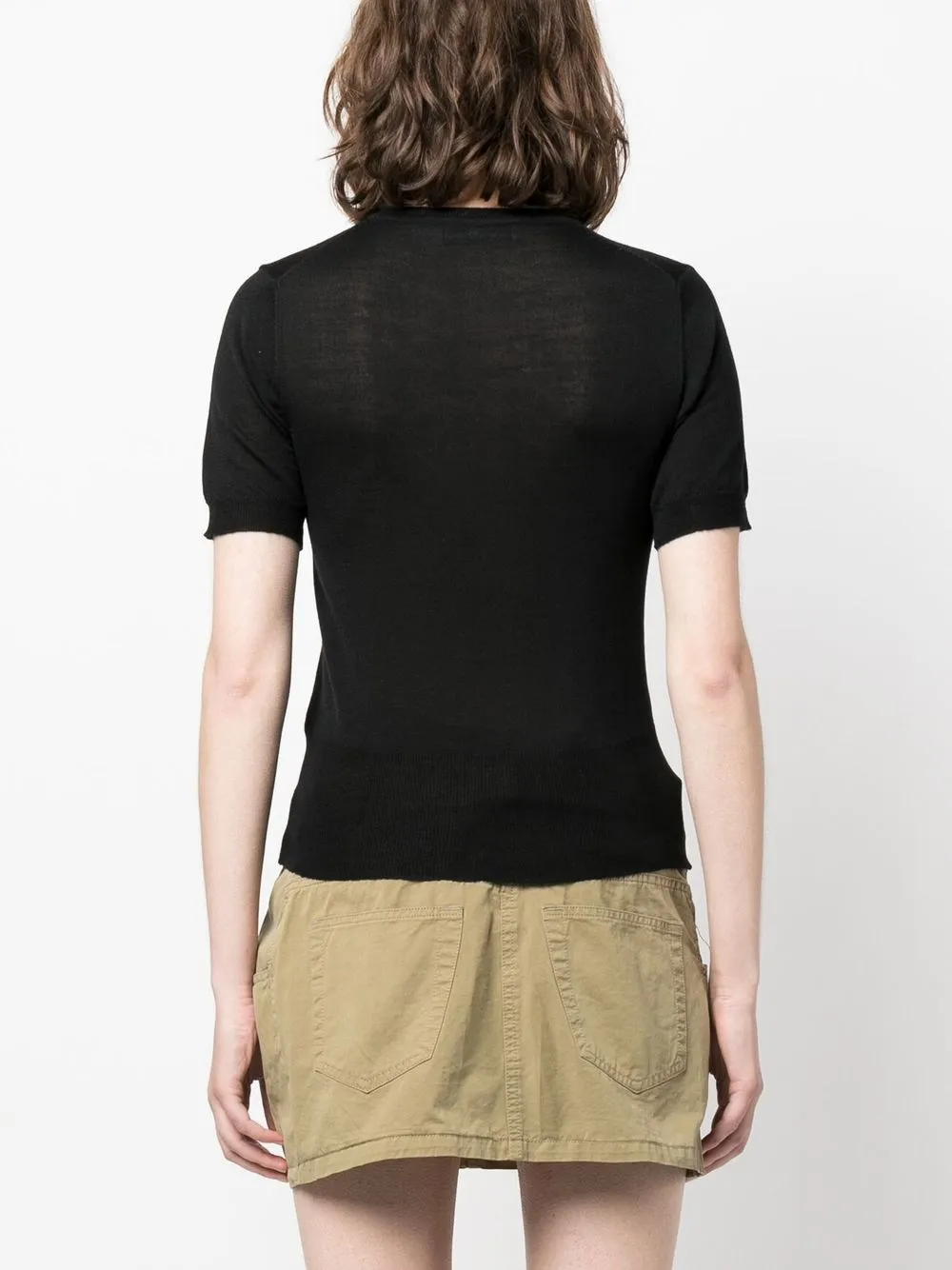 Vivienne Westwood Orb Embroidered Short-sleeved Knit Top In Black