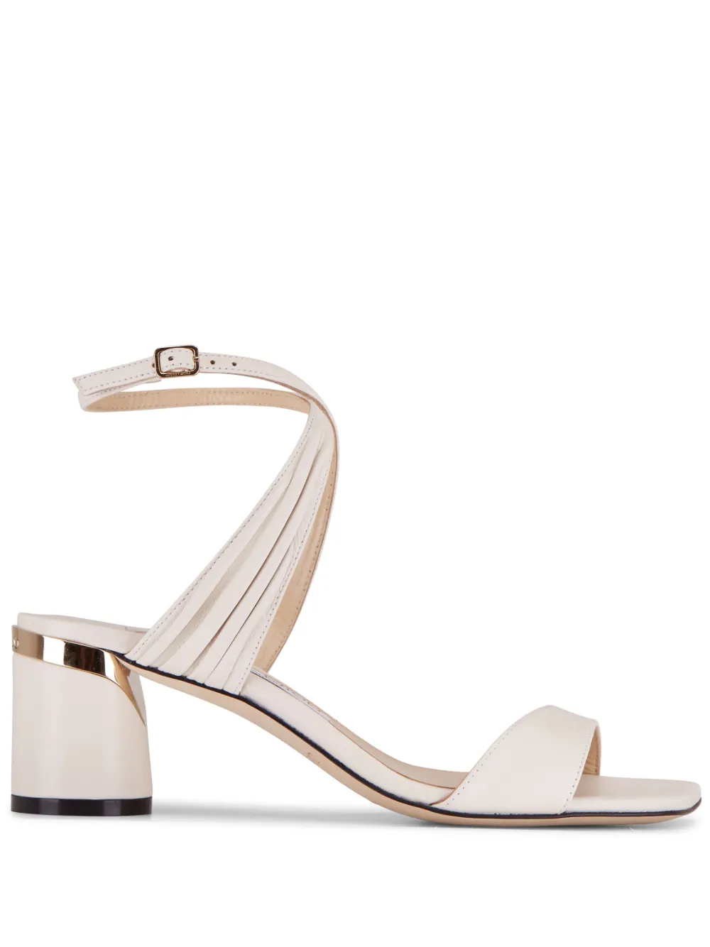 strappy white low heels