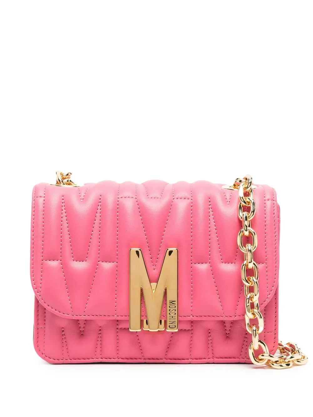 

Moschino medium logo-quilted shoulder bag - Pink