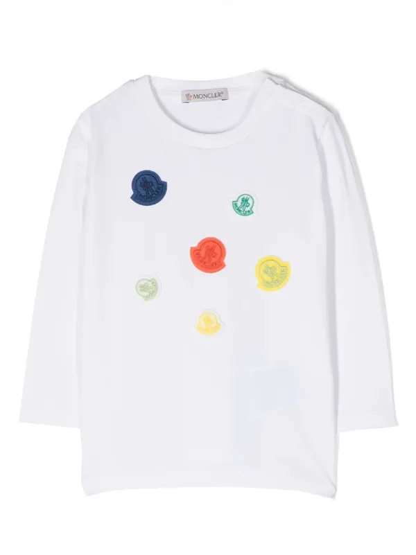 Moncler Enfant multi logo patch Jersey Top White FARFETCH AE