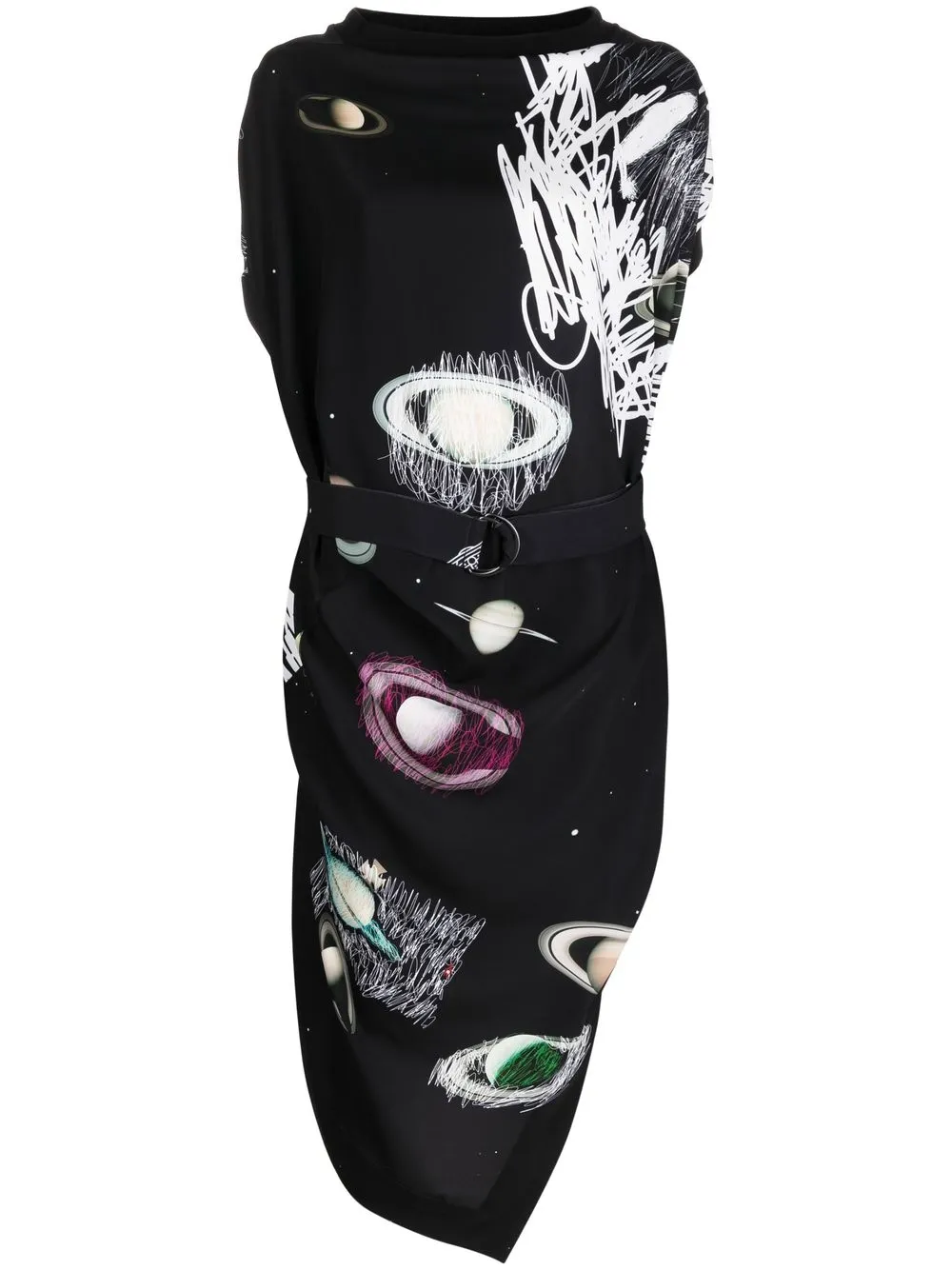 

Vivienne Westwood graphic-print sleeveless asymmetric midi dress - Black