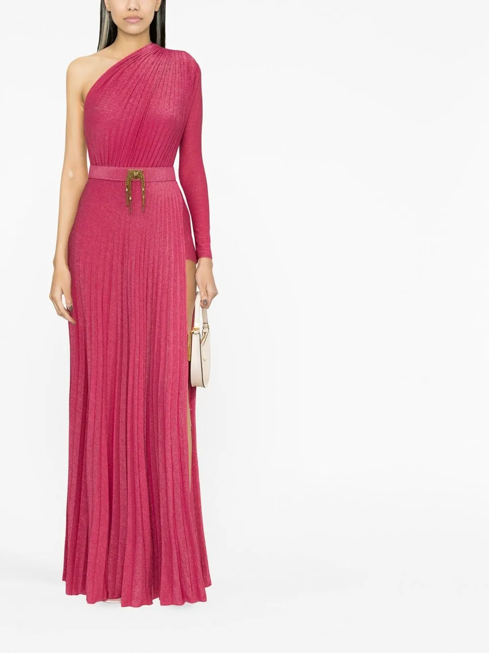 Elisabetta Franchi one-shoulder Pleated Gown - Farfetch