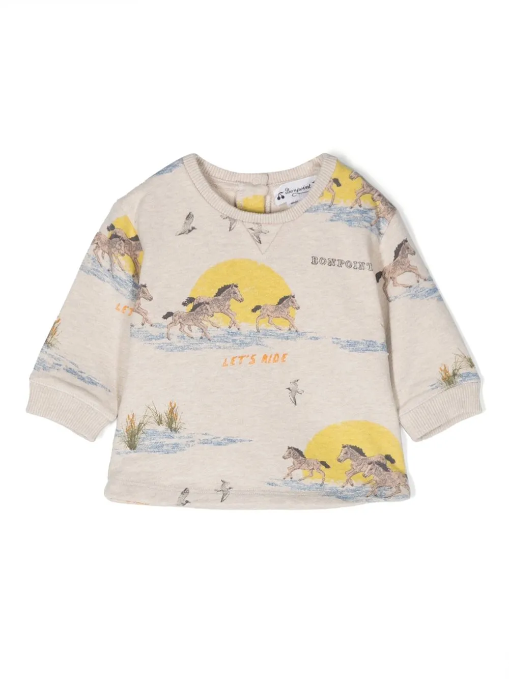 Bonpoint Babies' All-over Horse-print Sweatshirt In Neutrals