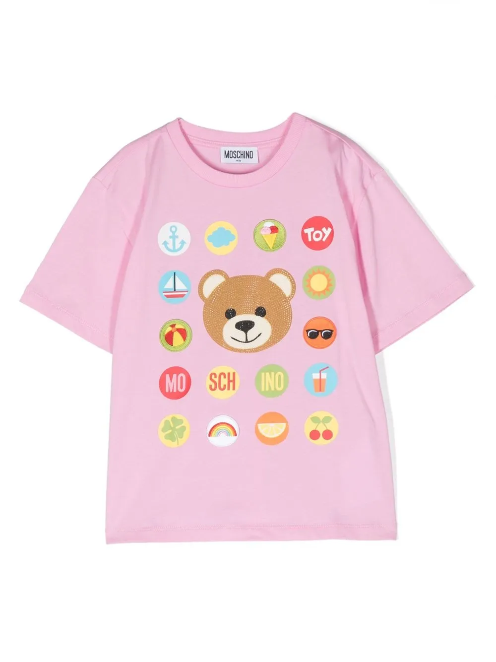 Moschino Kids' Teddy Bear Motif T-shirt In Pink