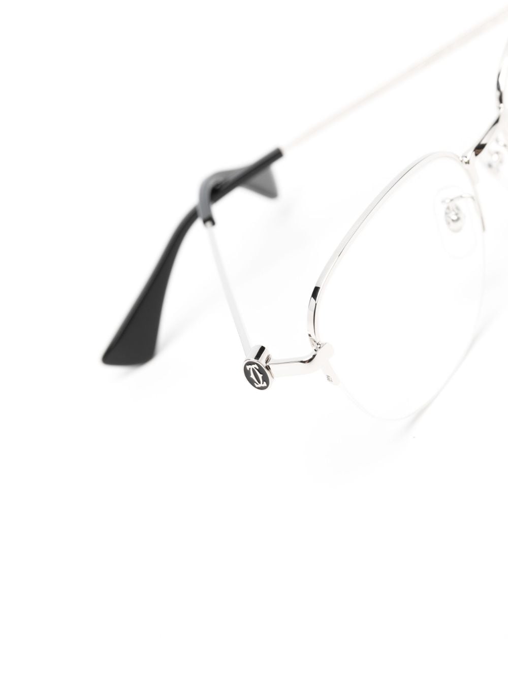 Shop Cartier Metallic Round-frame Glasses In Grey