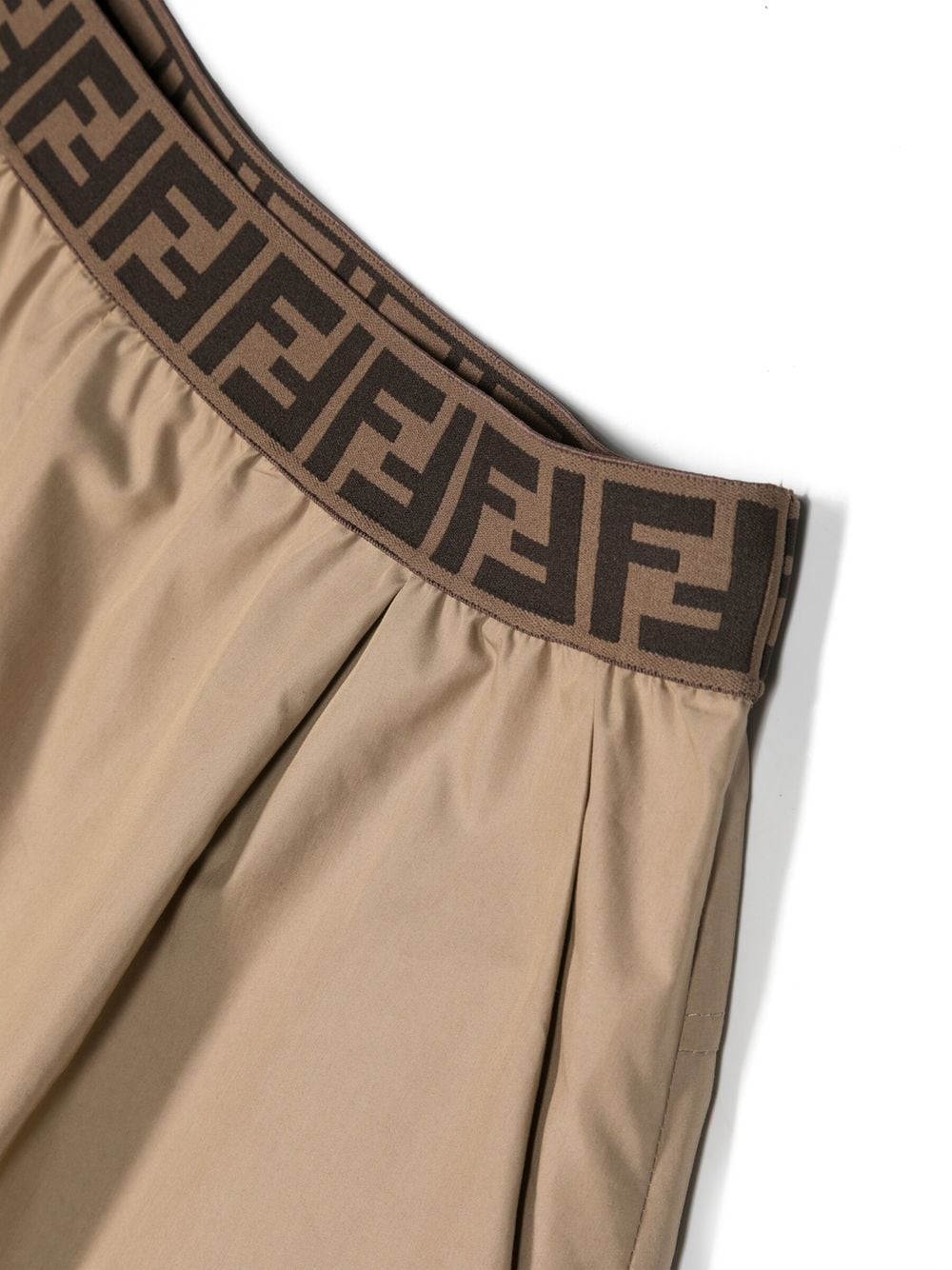 Shop Fendi Ff-pattern-waistband Shorts In Brown