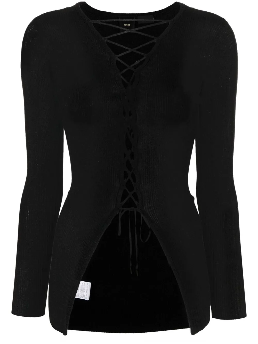 

PINKO long-sleeved ribbed knit top - Black