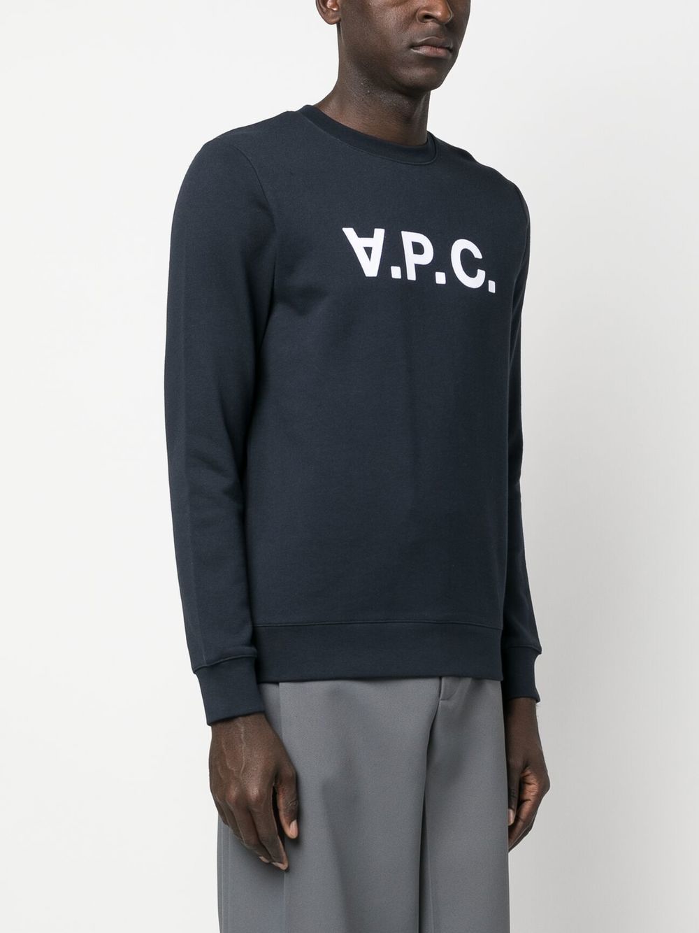 Shop Apc V.p.c. Logo-print Cotton Sweatshirt In Blue