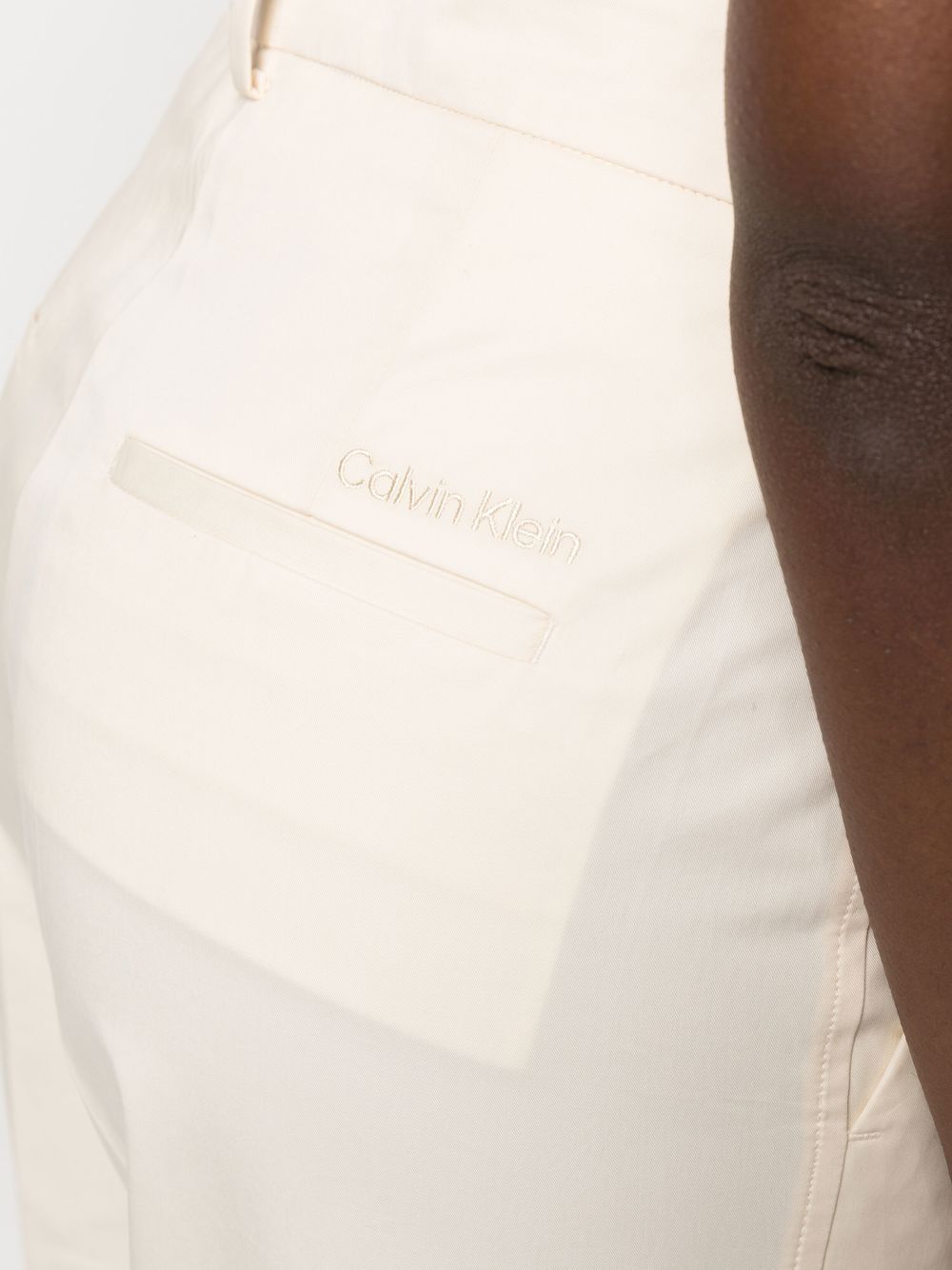 Shop Calvin Klein High-waist Straight-leg Trousers In Nude
