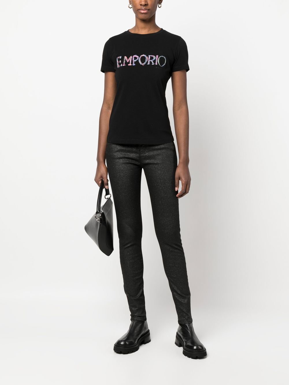 Emporio Armani T-shirt met geborduurd logo - Zwart