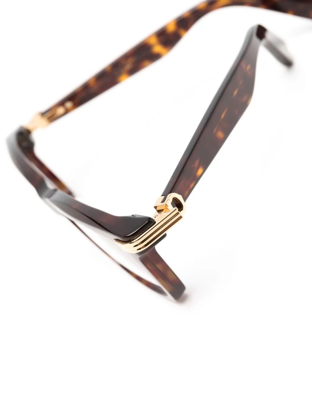 Shop Cartier Engraved-detail Square Glasses In Brown