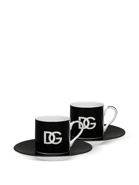 Dolce & Gabbana DG logo porcelain set of two espresso cups