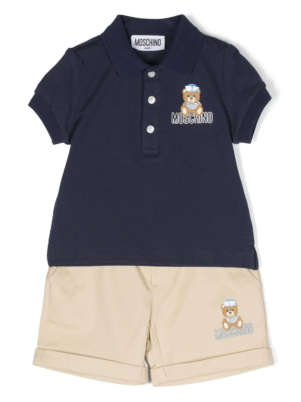 

Moschino Kids Teddy Bear print T-shirt & shorts - Blue